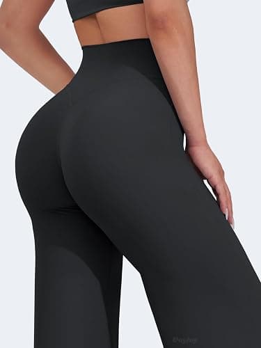 VOYJOY Straight Leggings Bottoms Wide Leg Pants for Women 29"/ 31.5"/33" High Waist Stretch Casual Sweatpants thumbnail 4