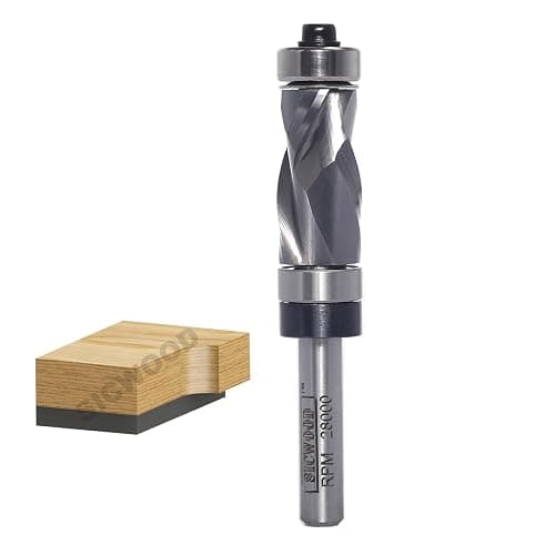 SICWOOD Compression Top and Bottom Bearing Flush Trim Router Bit 1/4 Shank - 1/2" Cutting Dia, Carbide Spiral Up-Down Pattern Template Flush Cut Router Bit, for Wood Trimming - Image 1
