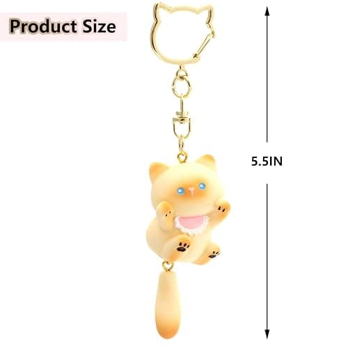 YILANFULL Kawaii Cat Keychain with Fluffy Pom Pom, Cute Bag Charm for Girls Women. Perfect Girly Gift & Backpack Decor thumbnail 7