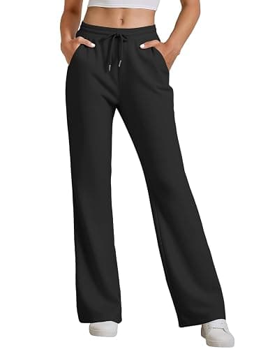 JEKAOYI Womens High Waisted Flared Sweatpants Drawstring Casual Lounge Lightweight Wide Leg Pants with Pockets thumbnail 2