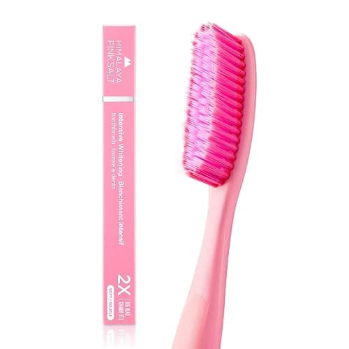 HIMALAYA PINKSALT Intensive Clean Toothbrush - Extra-Large Toothbrushes for Adults, Plaque Remover for Teeth, Tapered Bristles Gentle on Teeth and Gum, Deep Clean Toothbrush - Image 1