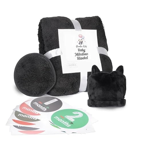 Bumba Kids Sherpa Fleece Goth Bat Baby Swaddle Blanket Gift Set with Milestone Stickers, Bat Hat & Wings, Crib Size thumbnail 7