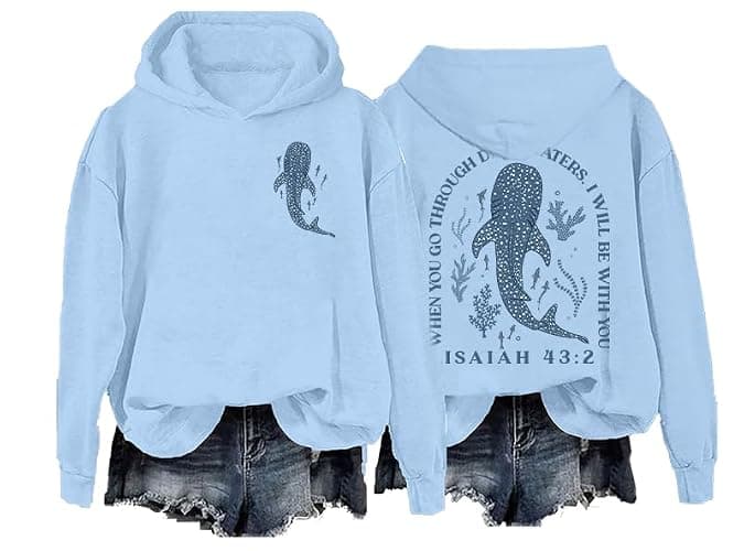 Shark Hoodie Whale Shark Sweatshirt Christian Hoodie For Women Ocean Clothes Graphic Sweatshirts For Women - Image 1