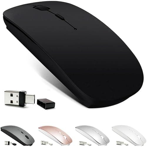 KLO Rechargeable Bluetooth 5.2/3.0/Type-C/USB-2.4G Mouse for MacBook/MacBook air/Pro/iPad, Wireless Mouse for Laptop/Notebook/pc/iPad/Chromebook (Black) - Image 1