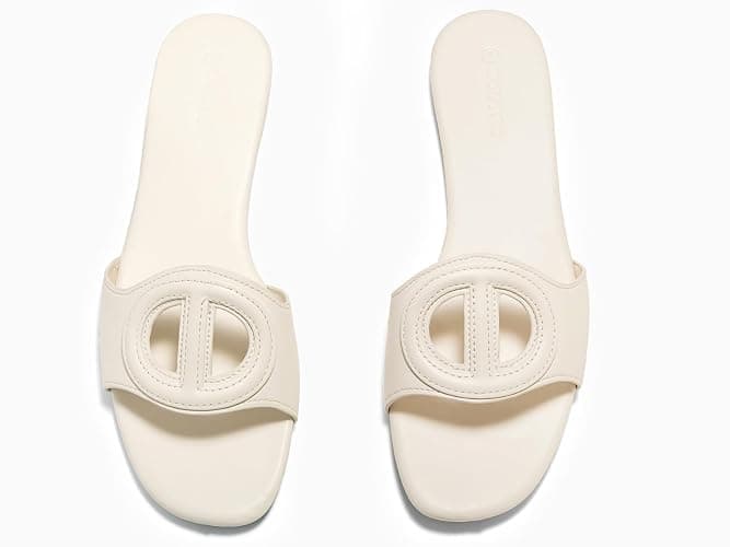 Coutgo Womens Dressy Flat Sandals Open Toe Slip on Leather Summer Beach Slide Sandals thumbnail 5