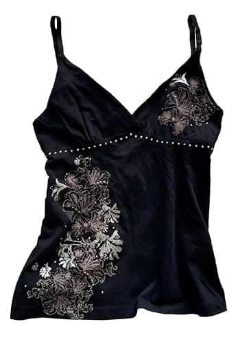 Womens Y2K Emo Grunge Tank Top Flower Graphic Camis Vintage Print Mini Gothic Sexy 2000s Clothes thumbnail 3