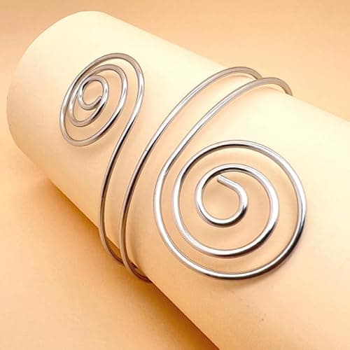 IXDEAXLY Spiral Upper Arm Cuff Bracelet Open Upper Arm Bangle Bracelet Simple Adjustable Armband Jewelry for Women thumbnail 2