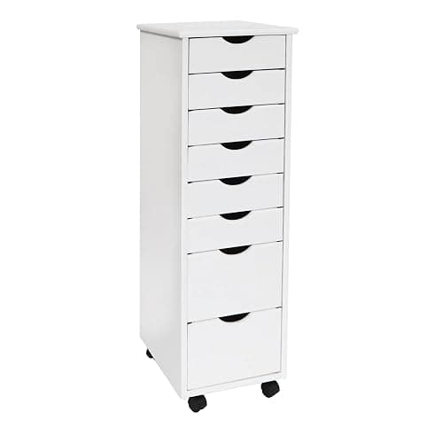 Jela-USA Solid Pine Wood 8 Drawer Rolling Cart, White thumbnail 3