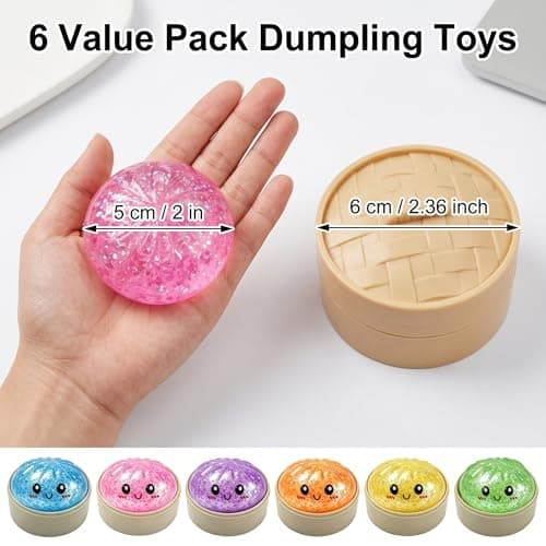 6 Pack Dumpling Stress Balls Squishy Toys, Colorful Dumplings with Mystery Box, Stress Relief Sensory Fidget Toys for Kids & Adults Gifts, Party Favors, Goodie Bag Stuffers thumbnail 2