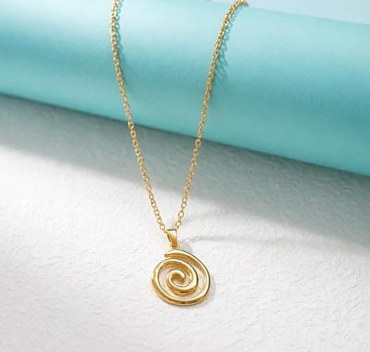 Rnivida Spiral Pendant Necklace for Women,14k Gold Plated Jewelry Gift with Adjustable Stainless Steel Chain 18‘’ thumbnail 3
