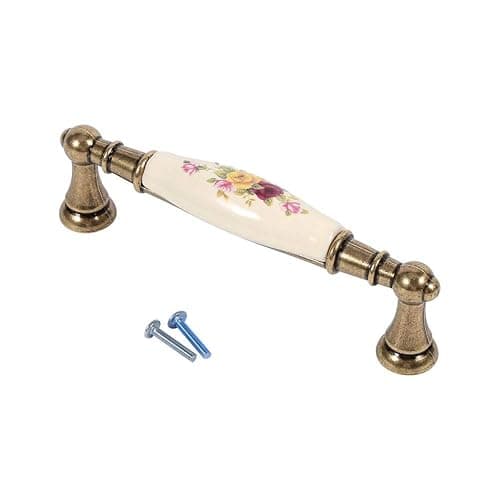 Poignée de Meuble Antique, Motif de Fleurs Rurales Vintage, Poignées de Meuble en Céramique en Bronze, Poignées de Porte, Commodes de Tiroir Vintage, Poignées de Plateau de Bricolage (#1-2 pièces) thumbnail 3