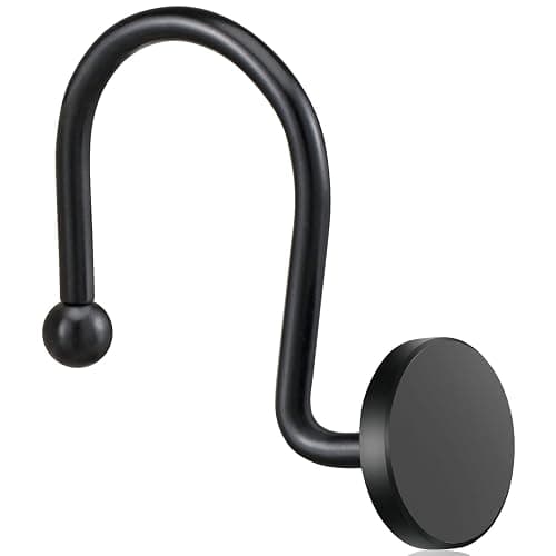 CHICTIE Black Shower Curtain Hooks, 12 Pieces, Metal, Shower Curtain Rings, Modern Decorative Design thumbnail 2