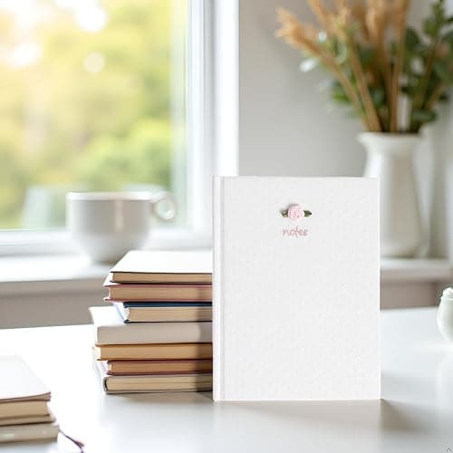 Pearhead Fabric Hardcover Journal Notebook 6x8 – Pointelle Embroidered College-Ruled Writing Journal with 200 Lined Pages, Pink thumbnail 7