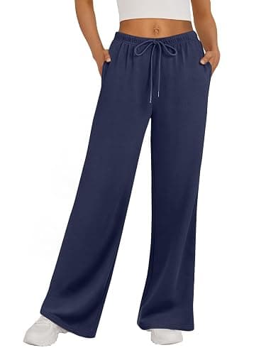 Trendy Queen Womens Wide Leg Sweatpants Baggy Drawstring Low Rise Lounge Pants 2025 Fall Joggers with Pockets - Image 1