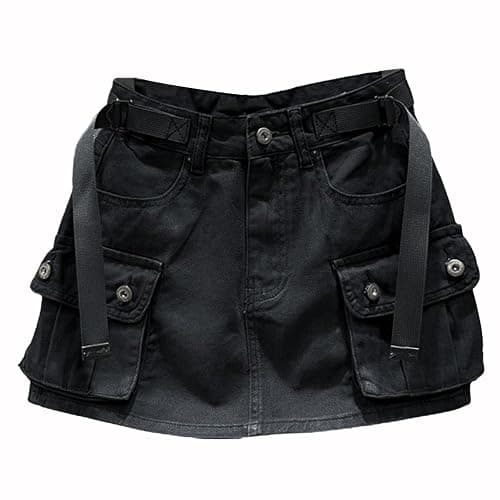 Kinghua Womens Mini Cargo Skirt Low Waist Y2k Short Denim Jean Skirt - Image 1