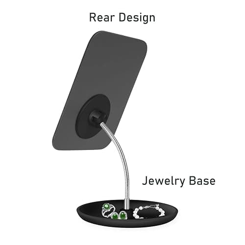 LFOYOU Table Vanity Mirror with Stand - Makeup Mirror for Desk - Adjustable Flexible Gooseneck, 360°Rotation Folding Portable Bathroom Shaving Cosmetic Mirror Square - Black thumbnail 3