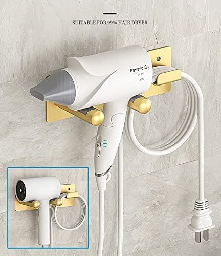 Self Adhesive Organizer Hair Dryer Holder Wall Mounted Compatible with Dyson Blow Dryer Gold Banjekt - Gold - Stainless Steel thumbnail 4