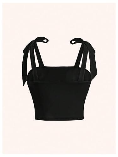 SOLY HUX Girl's Square Neck Crop Tank Top Sleeveless Bow Tie Camisole Ruched Cute Clothes thumbnail 2