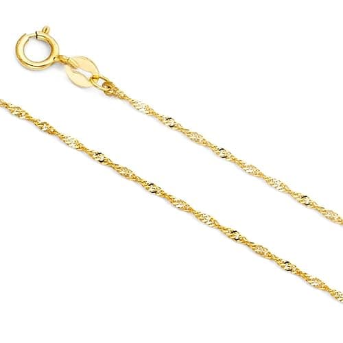 MONVAU 14K Yellow or White Gold Singapore Chain Dainty Gold Necklace For Women with Spring Ring Clasp thumbnail 2