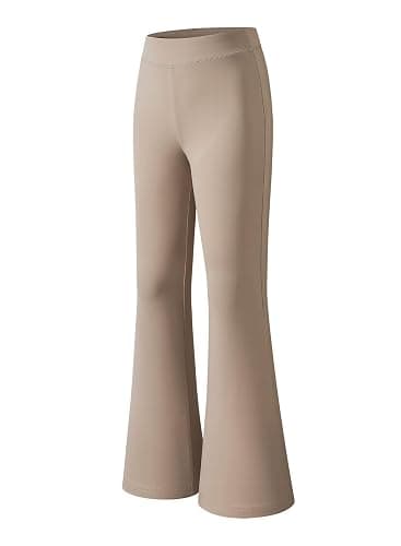 blibean Girls Flare Leggings High Waist Yoga Pants with Pockets, Size 6-15 | Tween & Teen,Dance Bottoms,High Elastic, Flare Leg, Back Pockets , Casual Daily , School Uniform Trousers,Machine Washable thumbnail 9