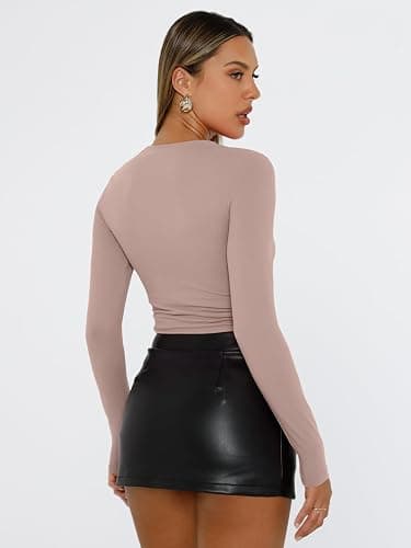 Trendy Queen Womens Long Sleeve T Shirts Fall Fashion 2025 Basic Crop Tops Going Out Outfits Y2k Clothes thumbnail 5
