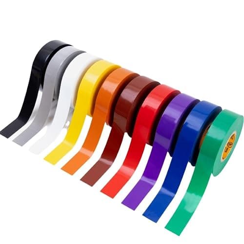 GTSE Mixed Colors Electrical Tape, 10-Pack – Waterproof, Industrial Grade Vinyl, 3/4 in x 66ft– Strong Self-Adhesive PVC Electric Tape for Wire Insulation, 7 Mil, 600V – UL/CSA Listed - Image 1