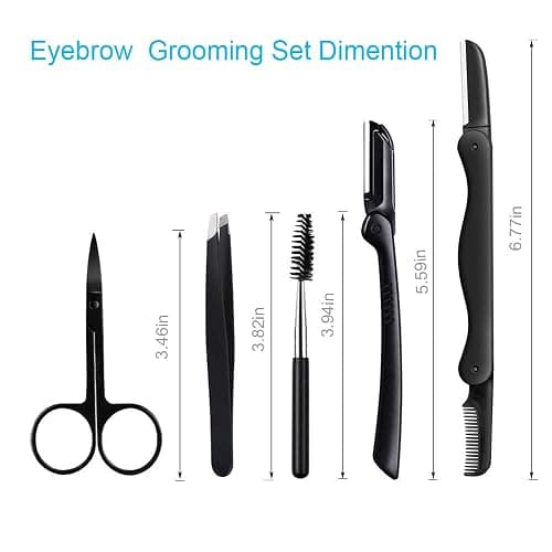 Eyebrow Razor, 5-in-1 Eyebrow Kit, Professional Eyebrow Grooming Set, Eyebrow Trimmer Set for Women and Men, Including Brow Razors Trimmer, Brush, Eyebrow Scissors, Slant Tweezers thumbnail 2