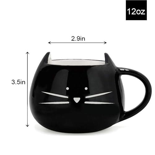Koolkatkoo Cute Ceramic Cat Coffee Mug 12 oz Cat Lovers Kitty Tea Mugs Gifts for Women Girls Black thumbnail 3