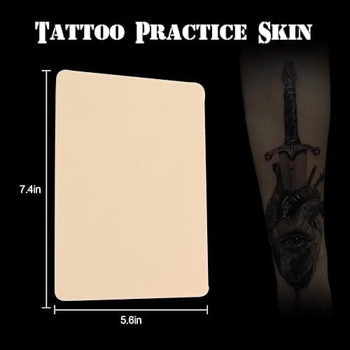 Jconly 320PCS Tattoo Practice Kit - Fake Skin and Ink Caps Set With 300 Mixed Pigment Cups (#9 Small, #13 Medium, #16 Large) and 20 Practice Skins - Tattoo Supplies thumbnail 5
