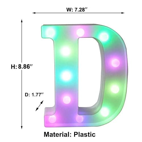 Pooqla Colorful LED Marquee Letter Lights with Remote – Light Up Marquee Signs – Party Bar Letters with Lights Decorations for The Home - Multicolor D thumbnail 5