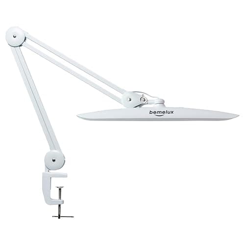 bemelux LED Nail Desk Lamp with Clamp, 117PCS LEDs, 2200 Lumens 20 Inch Metal Swivel Arm Dimming Task Lamp for Reading,Desktop Office,Workbench,Architect,Sewing,Study,Home Craft and Nail(White) - Image 1