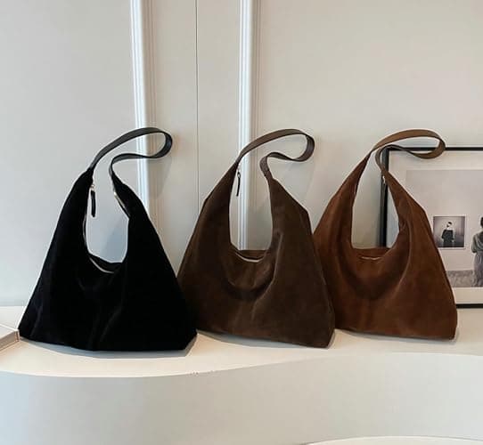 Trendy Suede Crescent Shoulder Bag Women Tote Bag Satchels Crossbody Purse Top-handle Travel College Work Tote Handbag thumbnail 7
