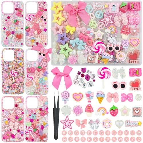 DoDoBeads 1430 Pcs Junk Phone Case Decoration Kit, Charms for Customizing Cases, Kawaii Bow, Letter Beads, Nail Accessories, Flatback Pearls, Rhinestones, Cute Aesthetic Decor for Personalization - Image 1