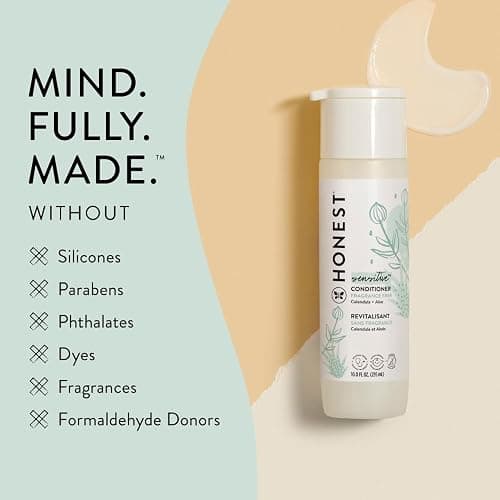 The Honest Company Silicone-Free Conditioner, Gentle, Hypoallergenic, Naturally Derived Ingredients, Fragrance-Free for Sensitive Skin, 10 fl oz thumbnail 5