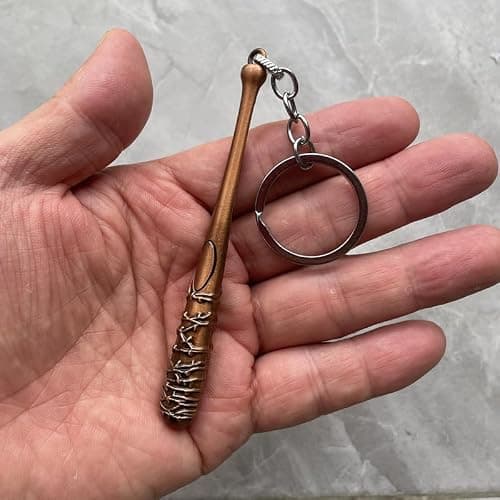 Zatibvy Negan's Bat Keychain 3.7" Zinc Alloy Lucille Baseball Bat Keyring Cosplay Accessories thumbnail 4
