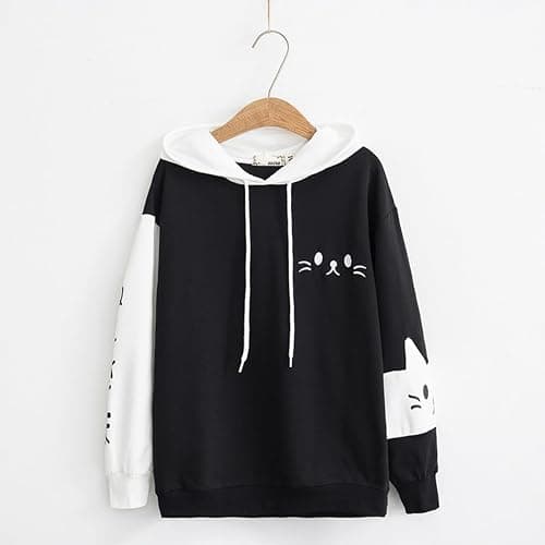 Feigujin Women Kawaii Cat Ear Hoodie Cute Japanese Anime Hooded Sweatshirt Preppy Meow Graphic Pullover Clothes Fall Winter thumbnail 6