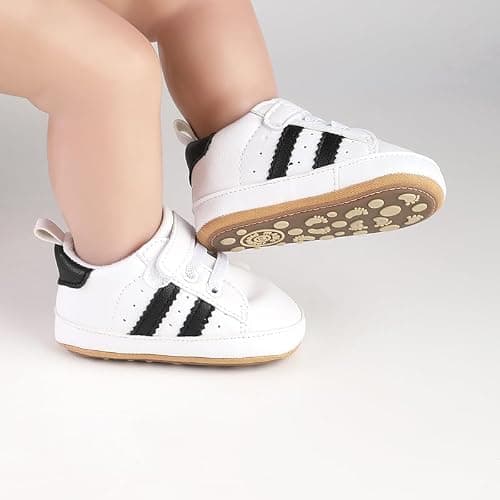 TsQiiane Newbron Baby Boys Girls Retro Sneakers Pu Leather Rubber Sole Walking Shoes Toddler Non-Slip First Walkers Infant Slippers Crib Shoes thumbnail 2