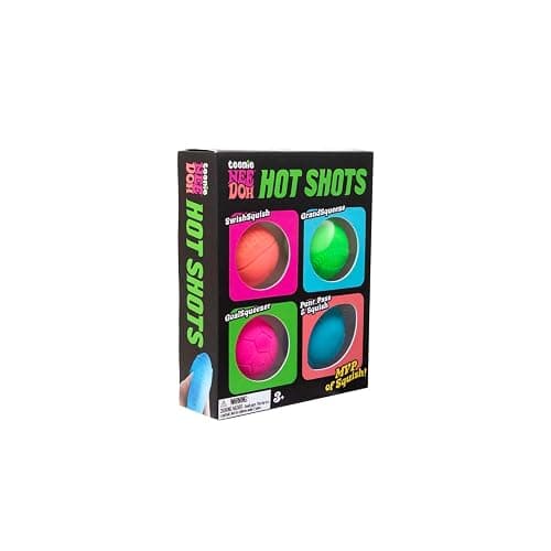 Schylling NeeDoh Hot Shot Teenie Needoh 4 Pack - Sensory Squeeze Toy - 1.5" in Diameter - Colors May Vary - Image 1
