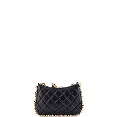 Chanel, Pre-Loved CC Chain Around Hobo Quilted Lambskin Mini, Black thumbnail 4
