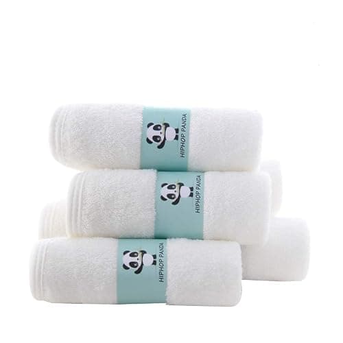 HIPHOP PANDA Baby Washcloths, Rayon Made from Bamboo - 2 Layer Ultra Soft Absorbent Newborn Bath Face Towel - Reusable Baby Wipes for Delicate Skin - White, 6 Pack thumbnail 4