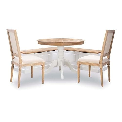 Riverbay Furniture 18" High Transitional Backless Wood Corner Kitchen Breakfast Nook Bench, with Hidden Storage, in White & Natural Finish thumbnail 5