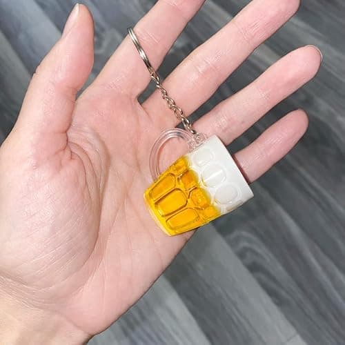 ARFUKA Keyring Simulation Beer Mug Pendant Keychain Metal Keyring Key Holder Men Women Key Chain Key Organizer Birthday Christmas Wedding Valentine's Day Gift for Men and Women thumbnail 5