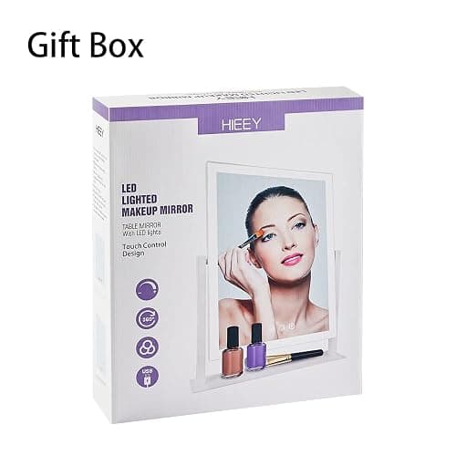 HIEEY Lighted Makeup Mirror, Hollywood Vanity Mirror with Lights, Three Color Lighting Modes, and 5X Magnification Mirror, Smart Touch Control, 360°Rotation (17.3in,White,Gift Box) thumbnail 6