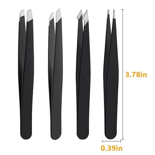4 PCS Stainless Steel Tweezers Set – Precision Tweezers for Ingrown Hair, Facial Hair, Splinter, Blackhead and Tick Remover thumbnail 2