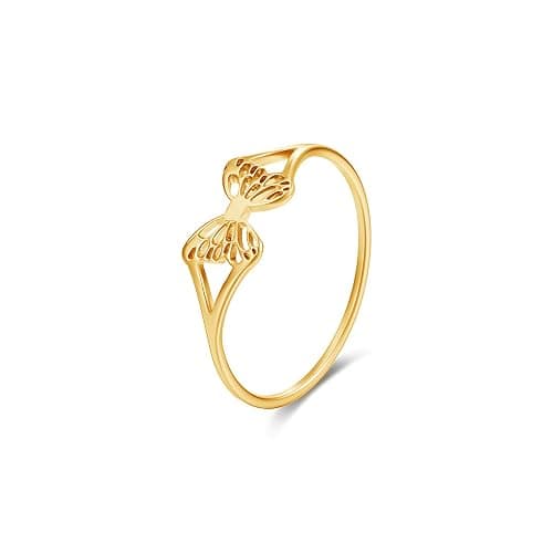 JESMING Women's Butterfly Hollow Stainless Steel Ring - Cute Everyday Silver Rings for Women - Image 1