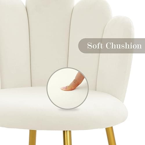 Bowthy Vanity Chair for Makeup Room Vanity Chair with Back Velvet Chair with Gold Legs, Makeup Chair for Bedroom Mid Century Modern Accent Chair for Living Room (Beige) thumbnail 6