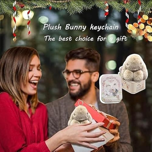 RWSEFK Bunnylulu Keychain with Box, Bunnylulu Keychain with Tin, Bunnylulu Cute Plush Key chain thumbnail 3