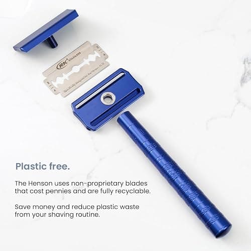 Henson Shaving Razor - Jet Black Double Edge Safety Razor with 5 Spare Blades - 30° Angled Precision With Superior Blade Rigidity- Reusable Single Blade Razors For Men and Women - Mild Aggression thumbnail 4
