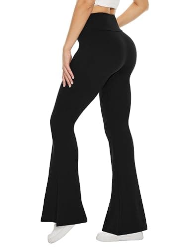 TNNZEET Black Flare Leggings for Women, Crossover Yoga Pants with Pockets Bootcut Flared Leggings thumbnail 2