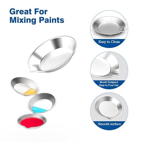 DIYESMART 24Pcs Stainless Steel Paint Palette Tray (8Pcs Without Pour Spout) and 8Pcs 3ml Eyedroppers Suit, Versatile Use for Mixing Paints, Airbrush Colors Mix, Mixing Makeup, Art Craft… thumbnail 6